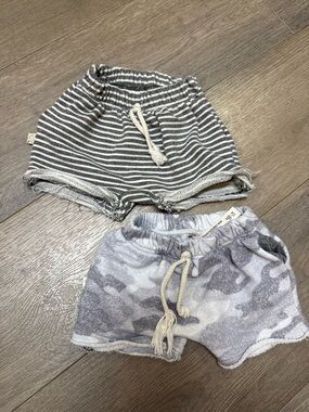 Childhoods Clothing Gray Striped & Camouflage Drawstring Shorts - Pack of 2